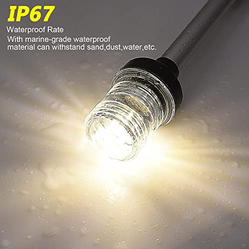 KAOLALI Boat Stern Light 12" Marine Navigation Light White LED Navigation Anchor Lights with Stainless Steel Bracket Waterproof All Round 360° Fold Down for Fishing Boat Yacht Pontoon 12V-24V - Image 4