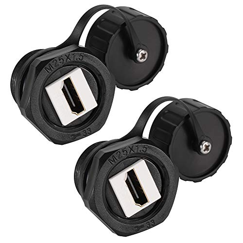 ANMBEST 2PCS HDMI Waterproof Connector, M25 Panel Mounting Female to Female HDMI Bulkhead Coupler with Waterproof Dust Cap - Image 1