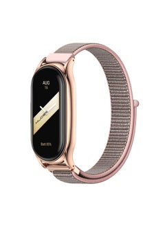 Generic Replacement Strap For Xiaomi Mi Band 8 Mijobs Plus Case Breathable Nylon Loop Watch Band Pink Rose Gold 