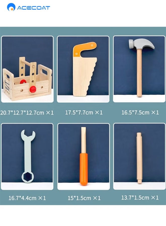 ACECOAT Wooden Tool Set For Kids, Montessori Wooden Tool Box With Saws, Screws, Hammers, Creative Construction Toys, Educational Gifts For Boys And Girls - Image 4