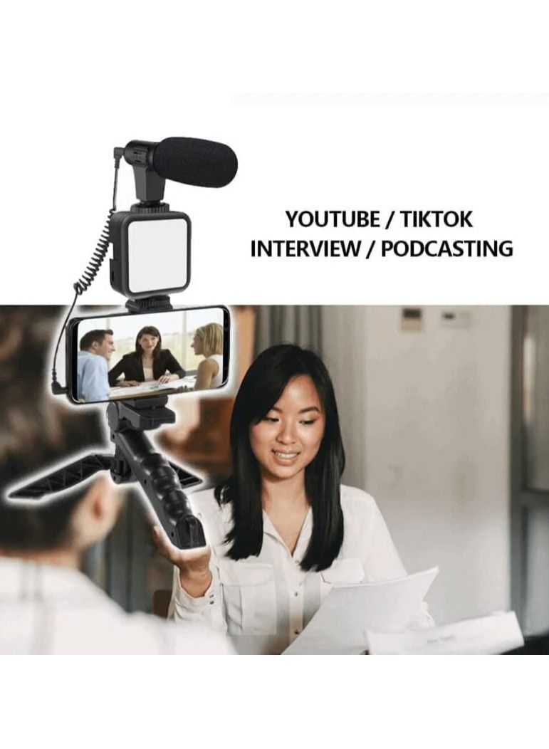 Smartphone & Camera Vlogging Studio Kits Video Shooting Photography Suit with Microphone LED Fill Light Mini Tripod - Image 2