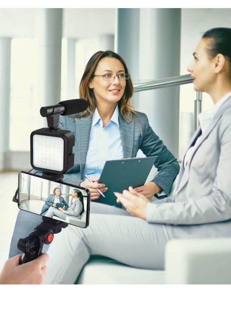 Smartphone & Camera Vlogging Studio Kits Video Shooting Photography Suit with Microphone LED Fill Light Mini Tripod - Image 5