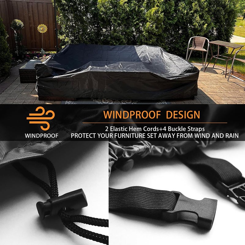 CKCLUU Patio Furniture Set Cover Outdoor Sectional Sofa Set Covers Outdoor Table and Chair Set Covers Water Resistant Large 98 Inch L x 78 Inch W x 32 Inch H - Image 2