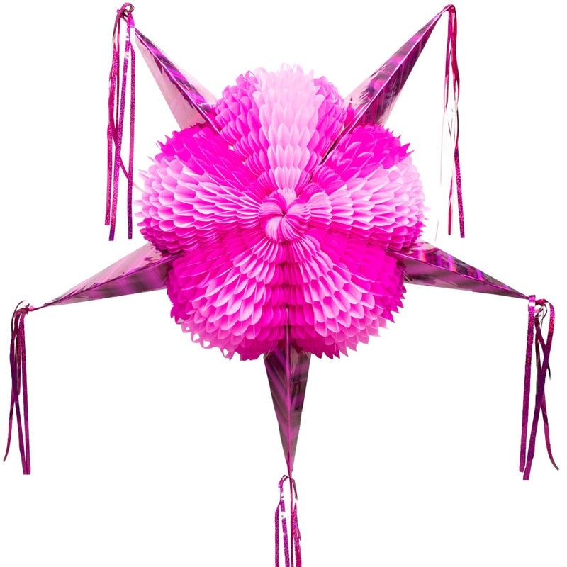 FIESTA WRAPS Pink Mexican Piata Large 32 inches Authentic Handmade Foldable Large Pinata for Birthday Party All Pink Star Pinata Piatas para Cumpleaos Fiesta Piniata Cinco de Mayo Pinatas - Image 3