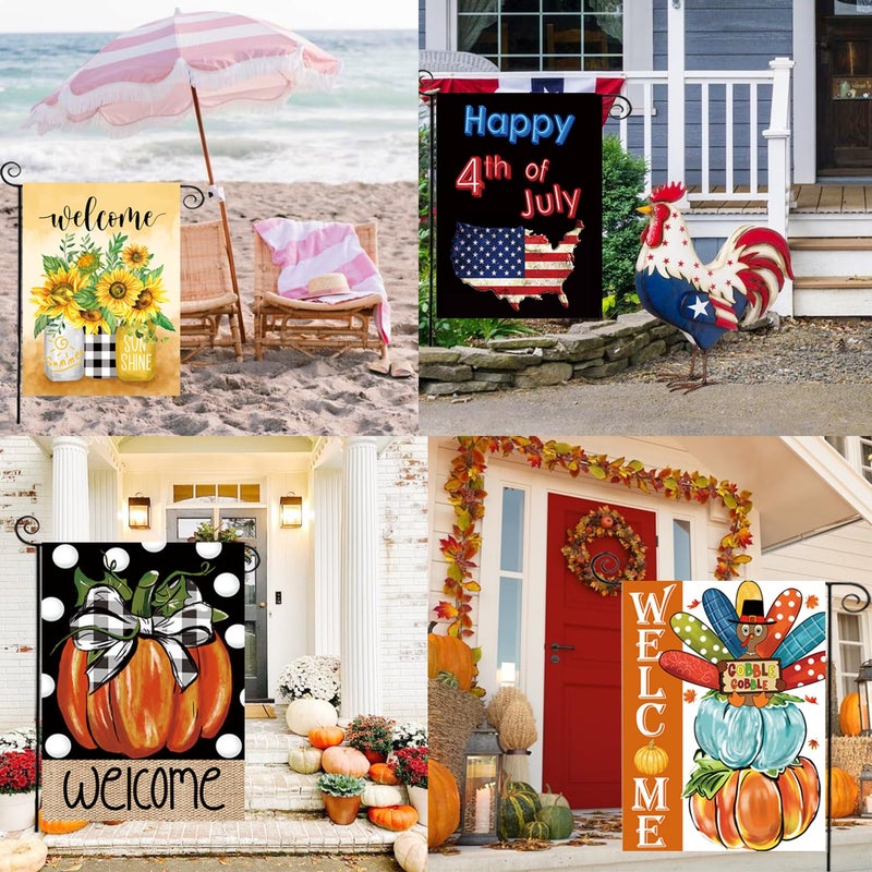 CDLong Seasonal Garden Flag Set of 20 - Double Sided 12 x 18 Inch Small Yard Flags for Outdoor Holiday Decorations, Spring, Easter, Summer, Winter, and All Season Garden Flags for Outside Decor - Image 5