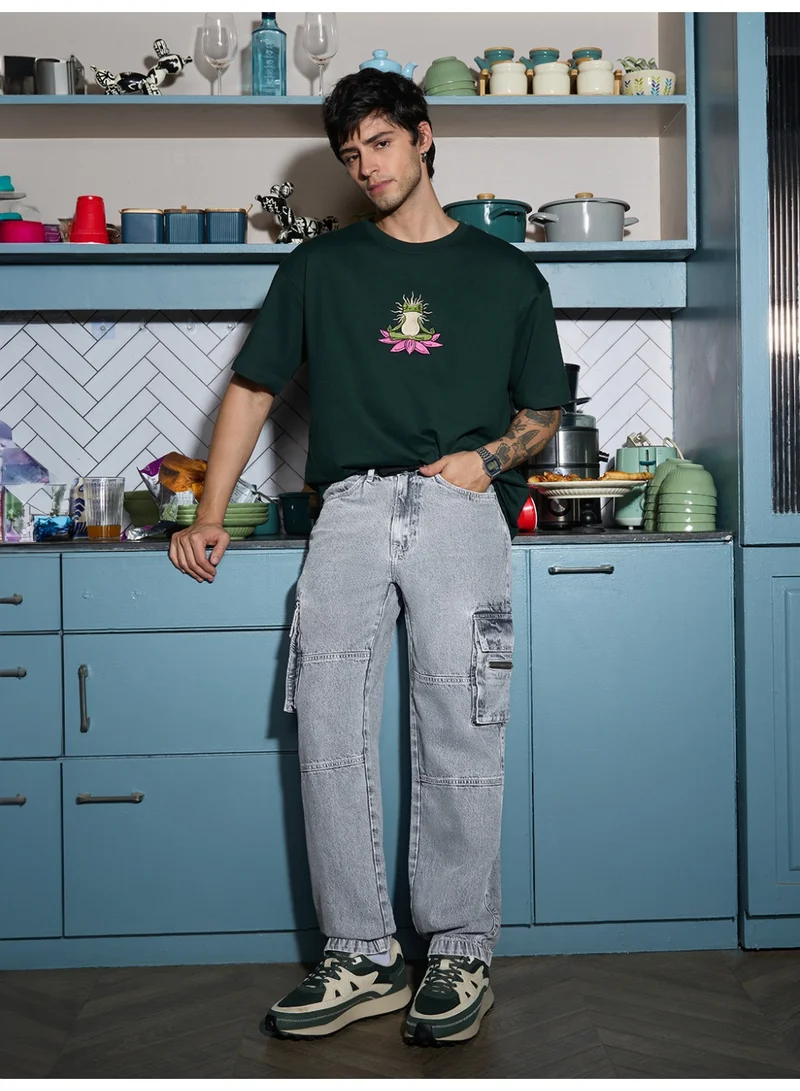 The Souled Store The Souled Store Men Denims Arctic Solid Baggy Cargo Jeans