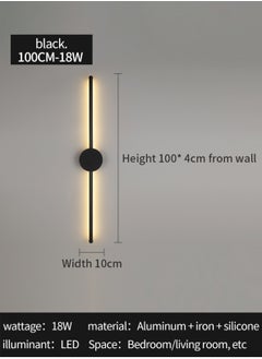 LOOPITYS Modern Interior Wall Light 18W LED Wall Light, Gold Wall Light for Bedroom Living Room Corridor (Color : Three color temperatures, Size : 100 CM)  - Image 5