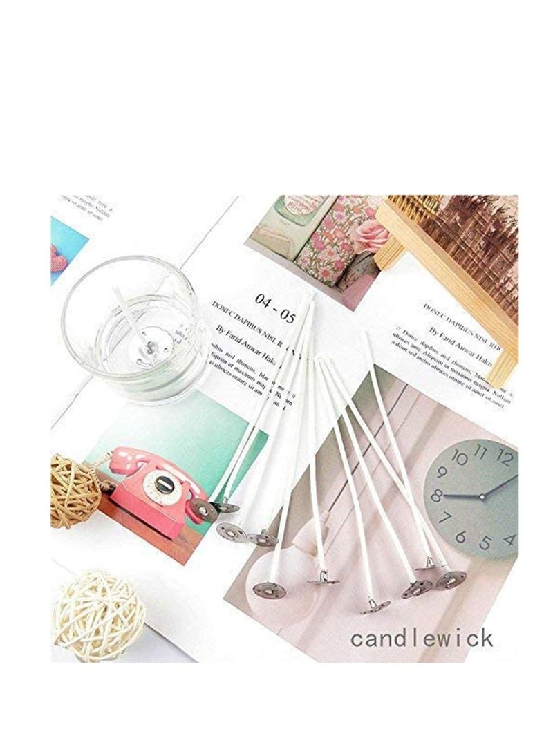 سيوسي Candle Wick, Butter Wick, Wax Wire Natural Candle Wicks with Tabs 100pcs 100% Natural Cotton Core Low Smoke Pre-Waxed for Candle Making, Pre Waxed Wicks for Scented Candle Making 6-Inch - Image 3
