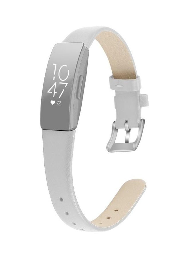 إسكدنيا Cowhide Leather Replacement Wrist Strap For Fitbit Inspire/Inspire HR White - Image 1