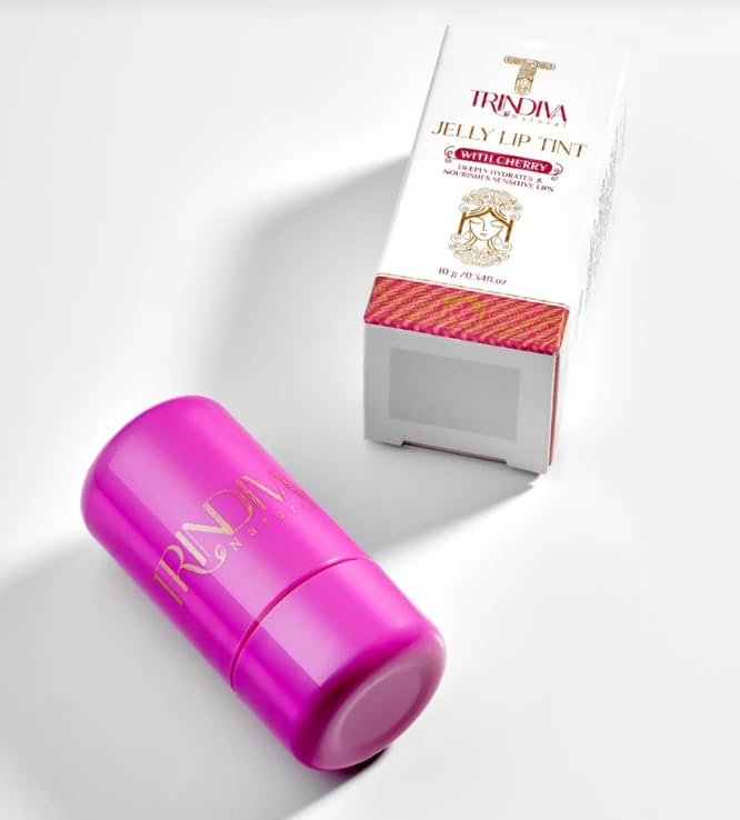 Trindiva Jelly Lip Tint with Cherry, Hyaluronic Acid and Aloe Vera, Natural Hydrating Formula, 10g