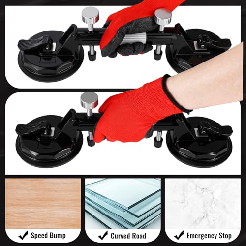 Leriton Adjustable Granite Seam Setter with Vacuum Suction Cups and Gloves, Heavy Duty Vacuum Glass Puller for Seam Joining and Leveling, Countertop Installation Tool for Granite Marble Glass - Image 4