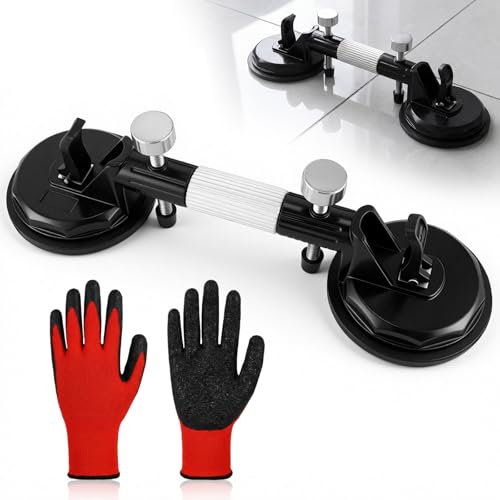 Leriton Adjustable Granite Seam Setter with Vacuum Suction Cups and Gloves, Heavy Duty Vacuum Glass Puller for Seam Joining and Leveling, Countertop Installation Tool for Granite Marble Glass - Image 1