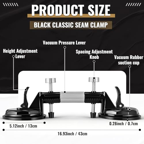 Leriton Adjustable Granite Seam Setter with Vacuum Suction Cups and Gloves, Heavy Duty Vacuum Glass Puller for Seam Joining and Leveling, Countertop Installation Tool for Granite Marble Glass - Image 2