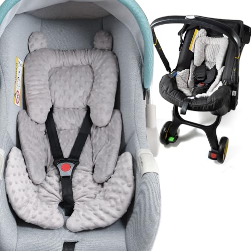 Honeau 3in1 Baby CarSeat Head Support for Infant, Reversible Soft Infant Car Seat Insert Newborn Boy Girl, Breathable Cotton Head Body Support Pillow Cushion,Stroller,Swing,Bouncer,Baby Registry,Grey - Image 1