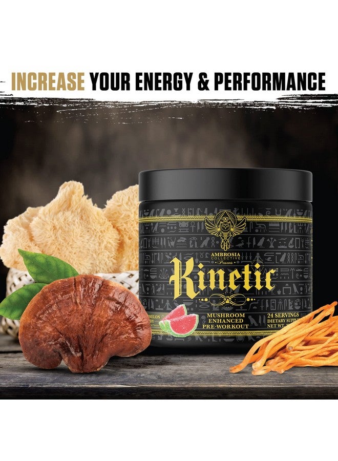 Ambrosia Kinetic Organic Preworkout, Mushroom Enhanced Natural Pre Workout Supplement, Nootropic Superfood Powder for Energy (Watermelon Candy) - Image 4