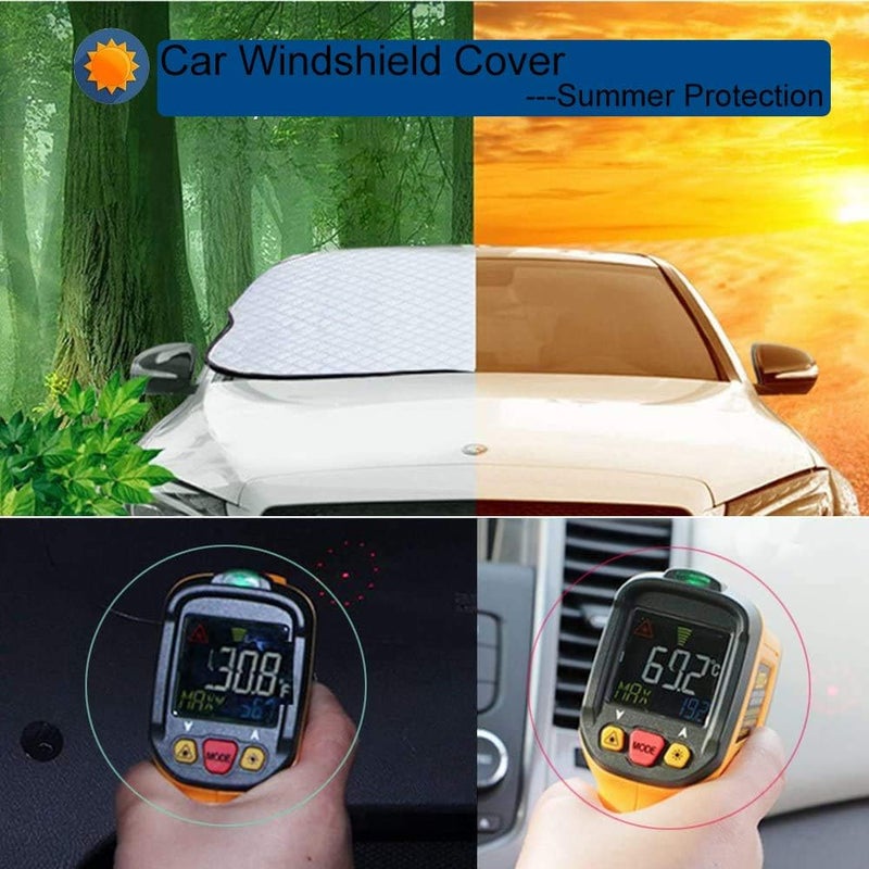 Beicarin Car Windshield Cover, Heavy Duty Thick Protective Windscreen Cover - Snow Ice Frost Sun UV Dust Water Resistent - Pefect Fit for Cars SUVs All Years Summer/Winter - Image 3