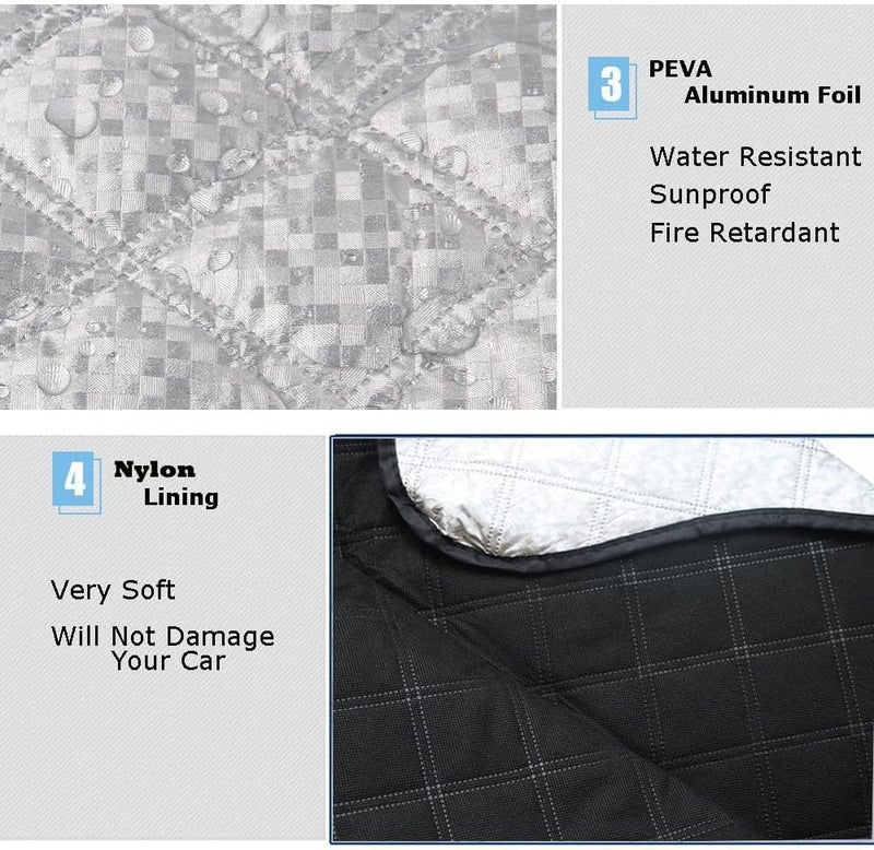 Beicarin Car Windshield Cover, Heavy Duty Thick Protective Windscreen Cover - Snow Ice Frost Sun UV Dust Water Resistent - Pefect Fit for Cars SUVs All Years Summer/Winter - Image 5