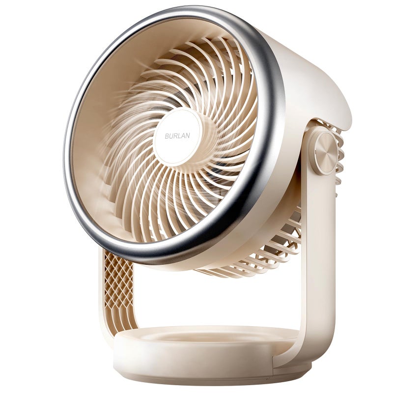 BURLAN Desk Fan 10 inch Air Circulator Quiet Operating Fan for Bedroom 70ft Strong Airflow Portable Fan Battery Operated with USB DGrey