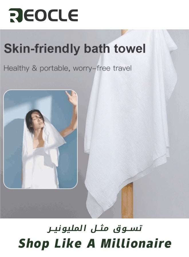 ريوكل 10 عبوات مناشف حمام قطنية مضغوطة كبيرة محمولة للاستخدام مرة واحدة عبوة واحدة منشفة مضغوطة للسفر قرص منشفة مضغوطة للسباحة على الشاطئ والتنزه والتخييم صالون 70x 140 سم - Image 2
