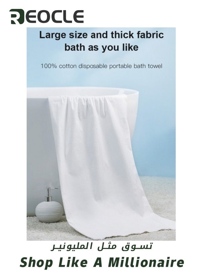 ريوكل 10 عبوات مناشف حمام قطنية مضغوطة كبيرة محمولة للاستخدام مرة واحدة عبوة واحدة منشفة مضغوطة للسفر قرص منشفة مضغوطة للسباحة على الشاطئ والتنزه والتخييم صالون 70x 140 سم - Image 4