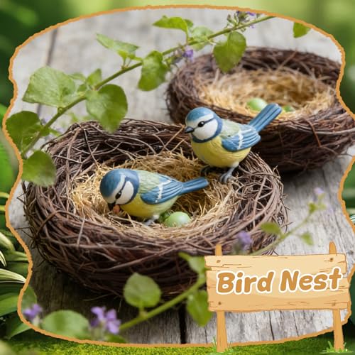 Exasinine 10 Pcs 5.5'' Artificial Bird Nest for Crafts, Easter, Party, Wedding, Patio Garden, Succulent Planter, Moss Landscape, DIY Terrarium and Spring Vignettes (5.5 Inches) - Image 3