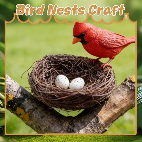 Exasinine 10 Pcs 5.5'' Artificial Bird Nest for Crafts, Easter, Party, Wedding, Patio Garden, Succulent Planter, Moss Landscape, DIY Terrarium and Spring Vignettes (5.5 Inches) - Image 5