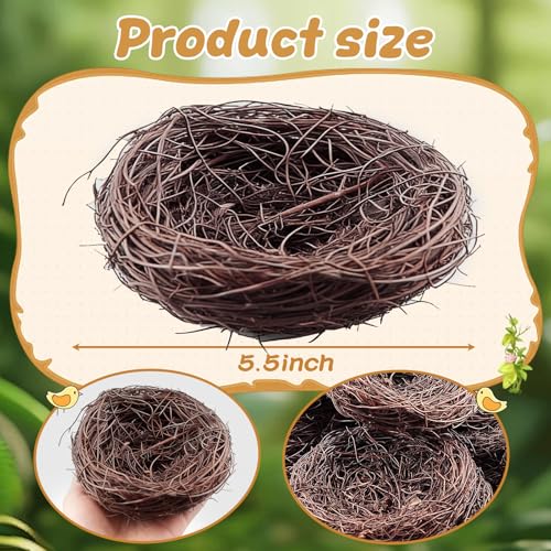 Exasinine 10 Pcs 5.5'' Artificial Bird Nest for Crafts, Easter, Party, Wedding, Patio Garden, Succulent Planter, Moss Landscape, DIY Terrarium and Spring Vignettes (5.5 Inches) - Image 2