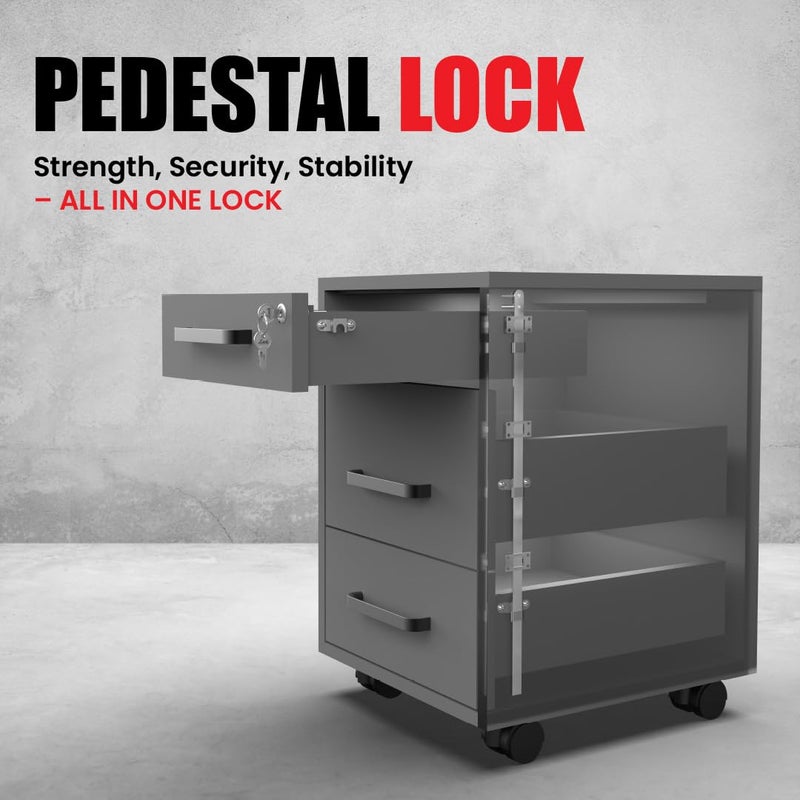 Link قفل قاعدة 480 مم - قفل درج تركيبي ثقيل مع وظيفة متعددة الأدراج | حل تخزين آمن للمنازل والمكاتب والأدراج والخزائن | بناء معدني متين - Image 3