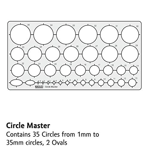 KHYATI Pro circle-25 Circles, Circle Master-35 Circles, Hyperbola Parabola, Geometry Template (16 Shapes), Set Square Big & Small Drafting Scale Ruler- Architect, Engineering/Other Students- Set of 6 - Image 2