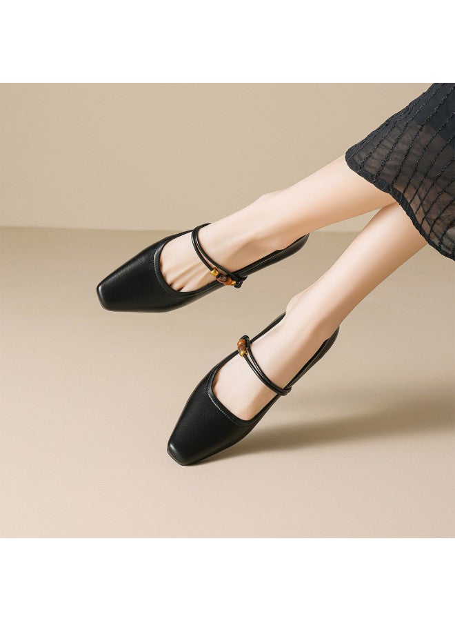 RED DRAGONFLY Years Women's Shoes French Retro Square Toe Mary Jane Shoes Versatile Low-cut Flats - Image 3