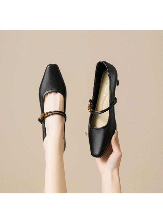 RED DRAGONFLY Years Women's Shoes French Retro Square Toe Mary Jane Shoes Versatile Low-cut Flats - Image 4