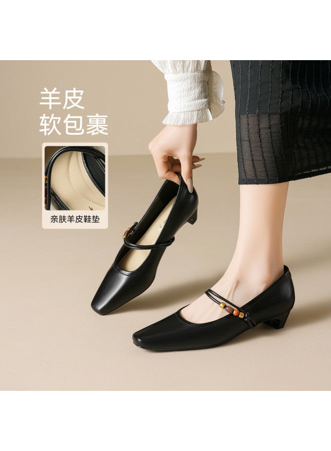 RED DRAGONFLY Years Women's Shoes French Retro Square Toe Mary Jane Shoes Versatile Low-cut Flats - Image 5