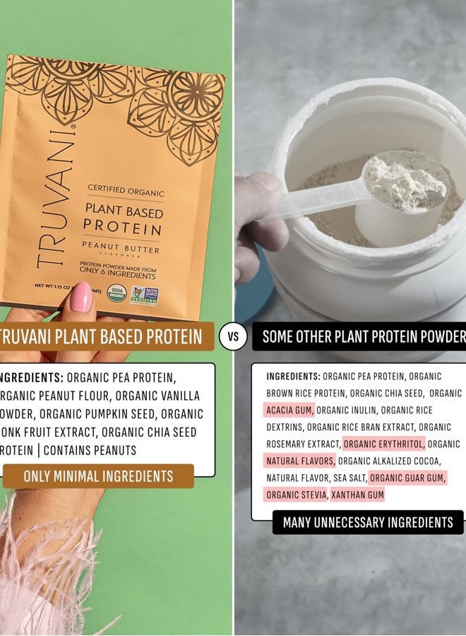 Truvani Vegan Pea Protein Powder | Peanut Butter | 20g Organic Plant Based Protein | Single Serving Travel Packets | 10 Servings | Keto | Gluten & Dairy Free | Low Carb | No Added Sugar - Image 5