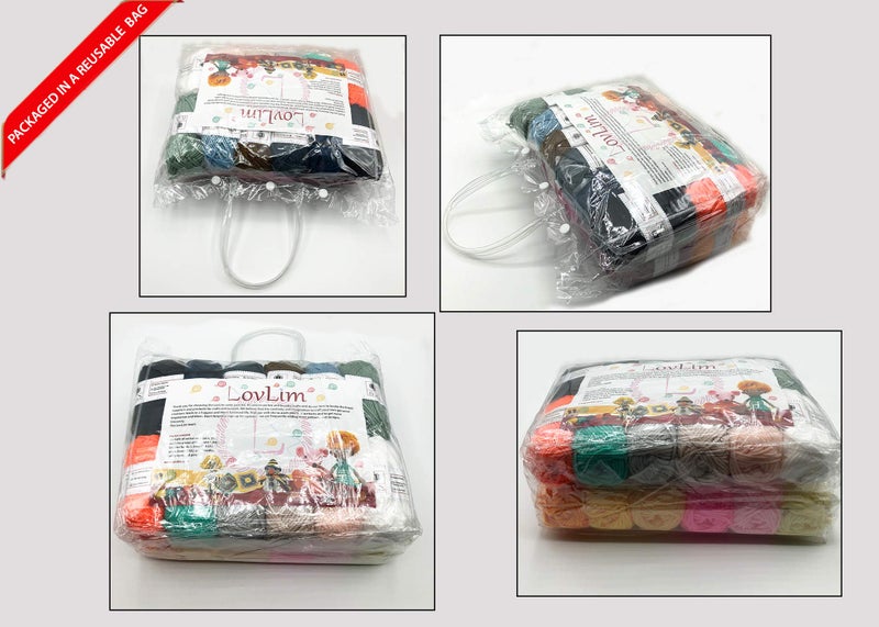 LovLim Crochet Yarn kit, 24 Soft Cotton Yarn skeins, 1500+ Yards, for Crochet and Knitting, Craft DK Yarn, Free Crochet/Amigurumi Patterns, Perfect Starter kit - Image 2