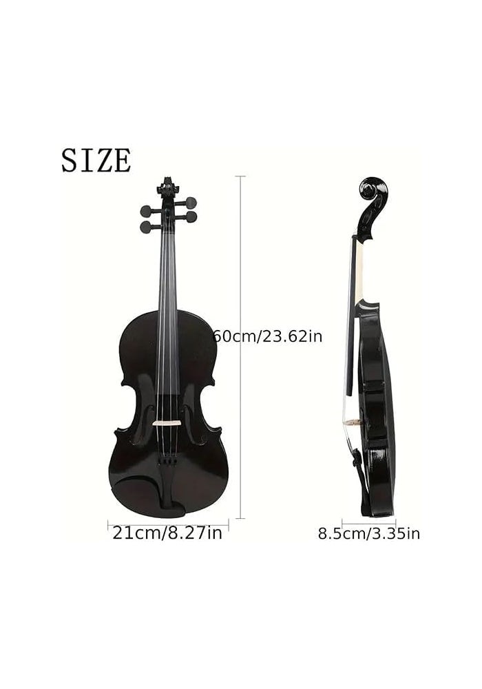 Megarya 4/4 Black Glossy Violin Made By Indian Solid Wood Perfect Choice for Violin Beginners Complete Set With Case, Bow and Rosin - Image 5