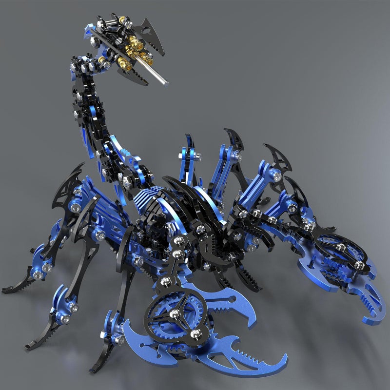 Metalkitor Scorpion 3D Metal Puzzles Kits for Adults Teens 454 Pcs Mechanical Assembly Models 4 Hours to Build Ideal for Gifts and Decorations Blue and Black - Image 3