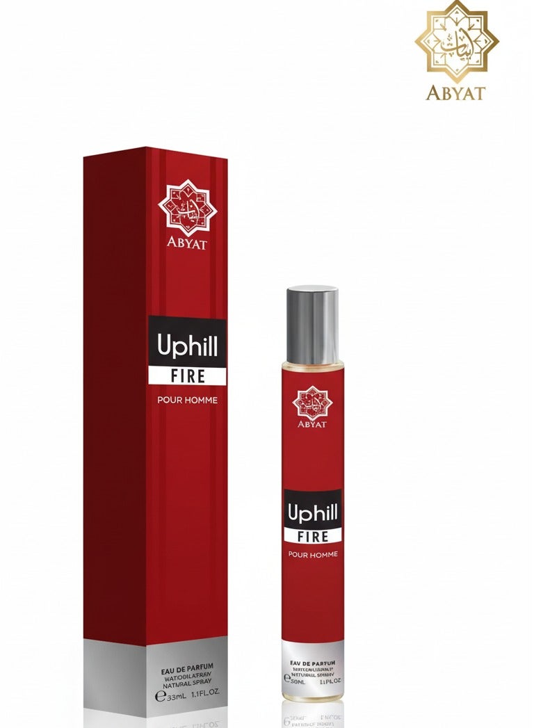 ABYAT Uphill Fire Pour Homme Eau De Parfum – Intense Woody & Spicy Long Lasting Fragrance for Men 33ml (Red & Silver) - Image 1