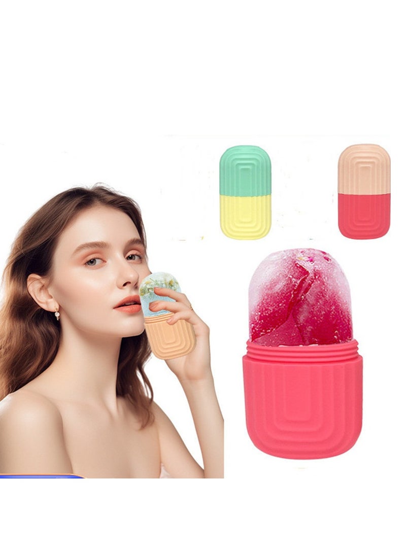 general Face Ice Mold,2 Pack of Ice Maker for Facial with Petals,Face Ice Holder for Skin Care Silicone Ice Roller for Face Puffiness Relief Massage Skin Care Tools(Pink and yellow) - Image 1