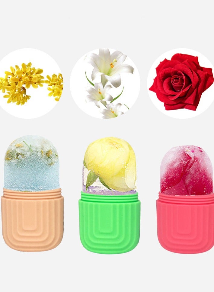 general Face Ice Mold,2 Pack of Ice Maker for Facial with Petals,Face Ice Holder for Skin Care Silicone Ice Roller for Face Puffiness Relief Massage Skin Care Tools(Pink and yellow) - Image 4