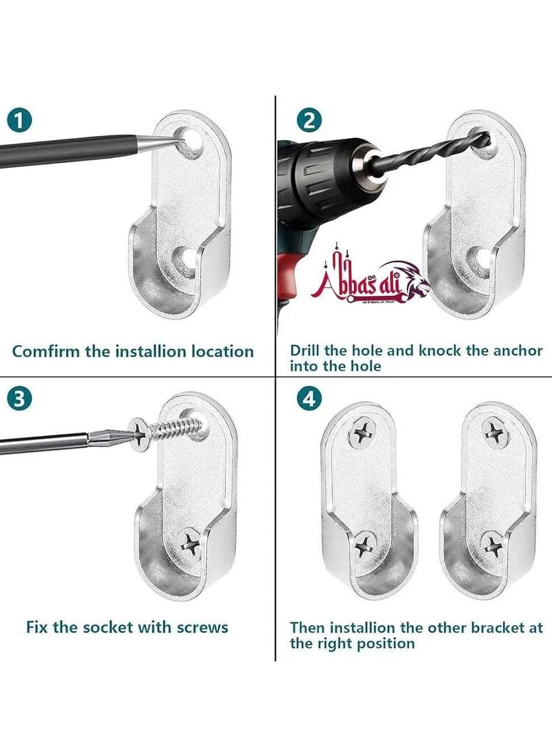 ABBASALI 100cm Wardrobe Bar, Wardrobe Hanging Rod End Support And Screws, Chrome Plated, Gloves & Screwdriver (2) - Image 4