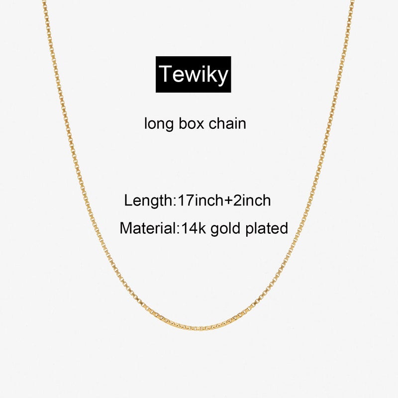 Tewiky Gold Chain Necklaces for Women, 14k Gold Plated Box Chain Necklace Dainty Gold Necklace Simple Gold Choker Necklaces Aesthetic Long Thin Gold Necklace Jewelry for Women - Image 5