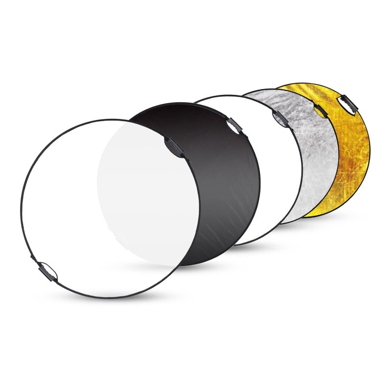 Selens 32 Inch 80cm Reflector Photography Collapsible Light Reflector with Carrying Case 5 in 1 Handle Reflector for Photography Photo Studio Lighting Translucent Silver Gold White and Black