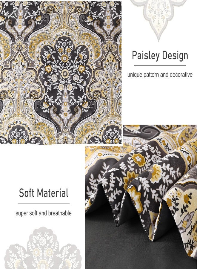 Drucon Boho Paisley Comforter Set Queen Size, 7 Pieces Bed in a Bag Black and Gold Comforter Set, Soft Lightweight Bedding Set (1 Comforter, 1 Flat Sheet, 1 Fitted Sheet, 2 Pillow Shams, 2 Pillowcases) - Image 4