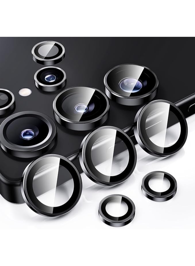 [3+2PCS For Samsung Galaxy S23 Ultra 5G Camera Lens Protector, Tempered Glass Camera Cover Screen Protector Metal Ibandividual Ring [Installation Tray][Removal tool][Case Friebandly]- Black
