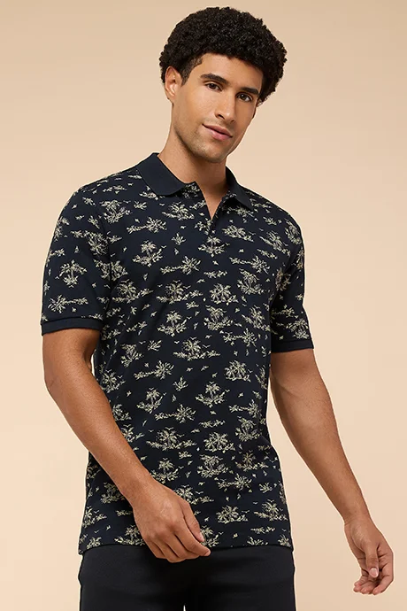 أر أند بي Printed Polo T-Shirt with Short Sleeves