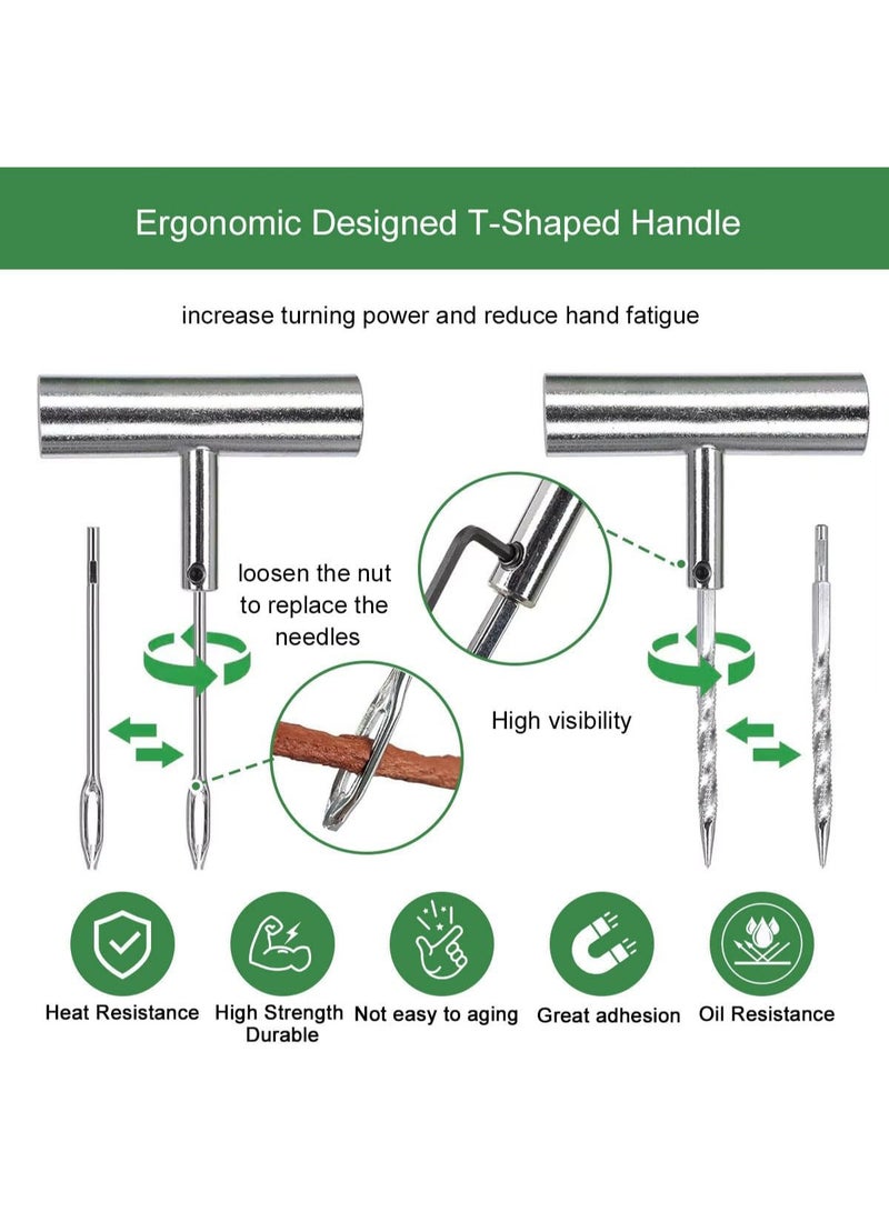 Tire Repair Kit 58pcs Heavy Duty Tire Plug Set, Quick Fix Puncture Plug Flat Patch Universal Emergency Car Tyre Puncture Repair Fix Tire Valve Tools for Car Motorcycle Truck Tractor Trailer ATV RV SUV - Image 3