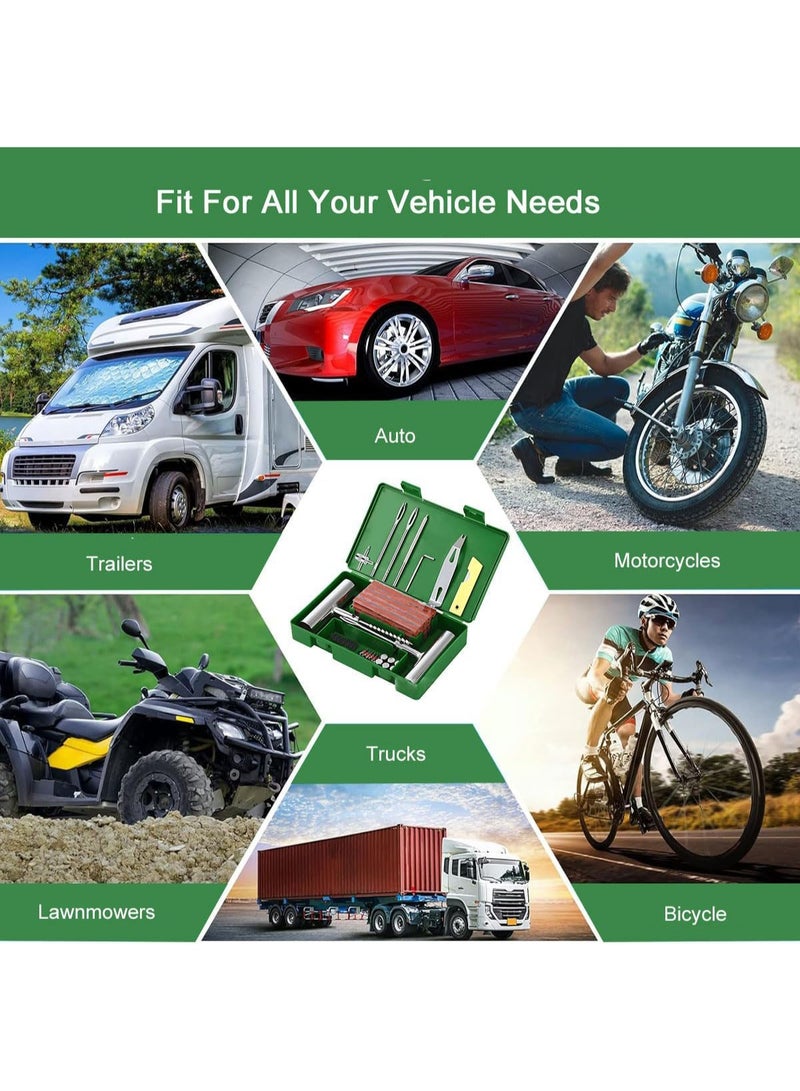 Tire Repair Kit 58pcs Heavy Duty Tire Plug Set, Quick Fix Puncture Plug Flat Patch Universal Emergency Car Tyre Puncture Repair Fix Tire Valve Tools for Car Motorcycle Truck Tractor Trailer ATV RV SUV - Image 4