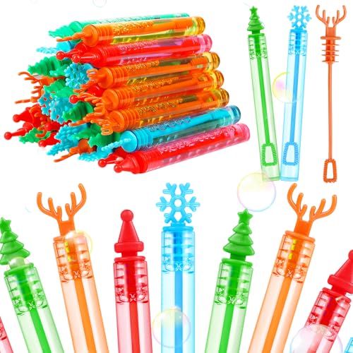 DERAYEE 36Pcs Christmas Bubble Wands for Kids Bulk Xmas Mini Bubbles Party Favors Christma Toys Gift for Boys Girls Christmas Classroom Awards Goody Bag Fillers - Image 1