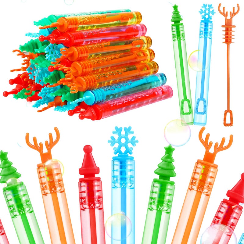 DERAYEE 36Pcs Christmas Bubble Wands for Kids Bulk Xmas Mini Bubbles Party Favors Christma Toys Gift for Boys Girls Christmas Classroom Awards Goody Bag Fillers - Image 3