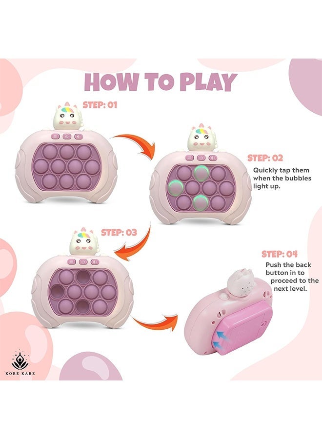 UNICORN Pop Fidget Games for Kids, Handheld Quick Push Bubble Toy, Push Bubble Pop Puzzle Game, 4 Modes, More Challenging Travel Portable Puzzle Game Machine for Kids Girl Boy Birthday Gift (Pink Unicorn) - Image 2